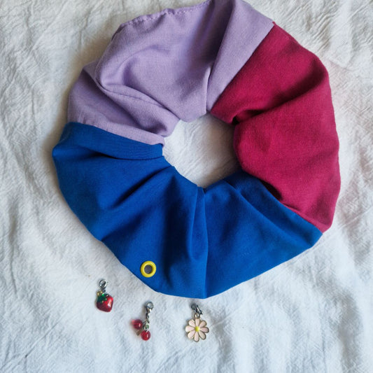 MICHICHOU – Chouchou tricolore fait main avec breloque michichi au choix
