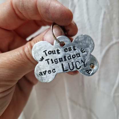 OUAF – Médaille pour chien personnalisable en aluminium gravée à la main